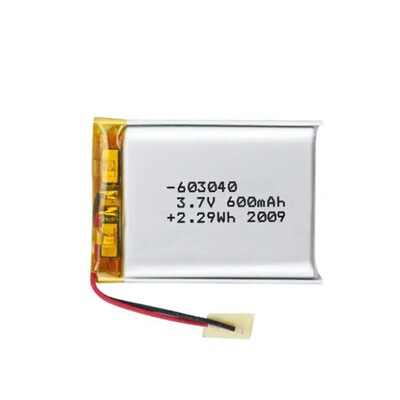 603040聚合物锂电池 3.7V 600mAh 按摩仪补水仪蓝牙音箱电池