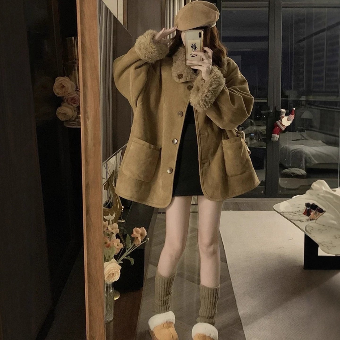 两面穿皮毛一体外套女2025秋冬新款学生宽松羊羔绒加厚保暖棉衣潮