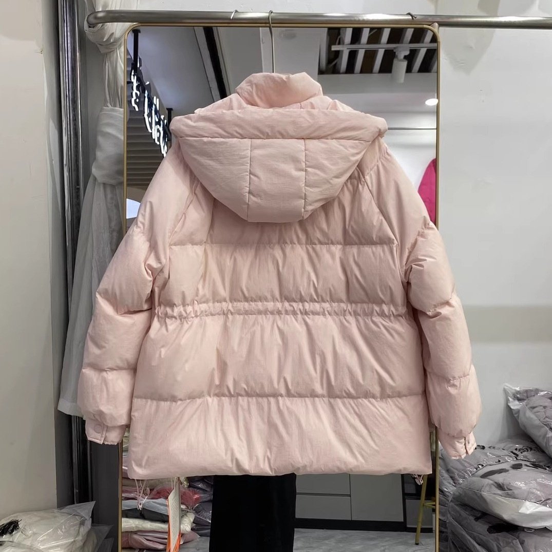 2025新品韩系潮流中长款羽绒服女加厚连帽收腰显瘦女装羽绒服外套