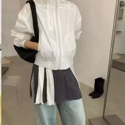 2026年春款外套女长袖双拉链宽松休闲韩版学院风上衣夹克外套新款