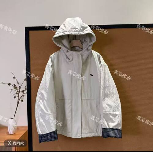 25年秋款外套派克服拼接连帽外套宽松休闲学院风上衣棉服新款外套
