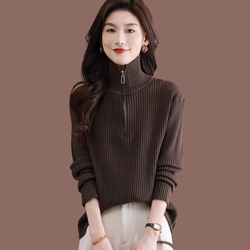 半拉链高领毛衣女秋冬2025新款宽松内搭加厚羊毛针织打底衫,女装/女士精品,毛衣,淘宝优惠券,粉丝福利购,淘宝优惠卷