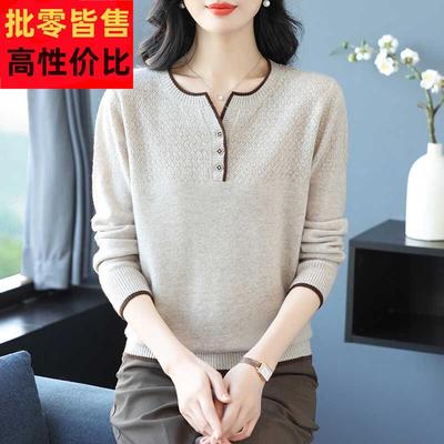 100纯山羊绒秋冬内搭女毛衣新款套头短款宽松时尚针织羊毛打底衫