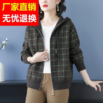 百搭短款秋冬秋冬妈格子毛