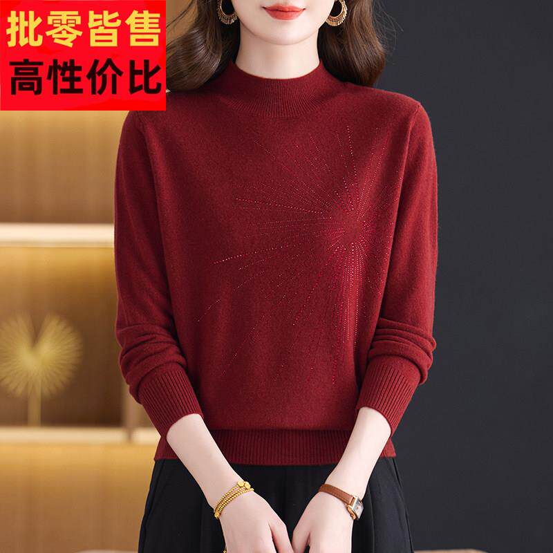 冬季保暖100%纯羊绒衫女半高领毛衣新款宽松显瘦时尚内搭羊毛上衣