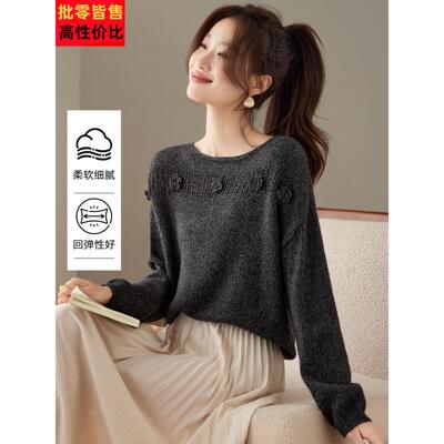 慵懒风灰色长袖t恤女秋冬2025新款宽松气质高级感内搭打底衫上衣
