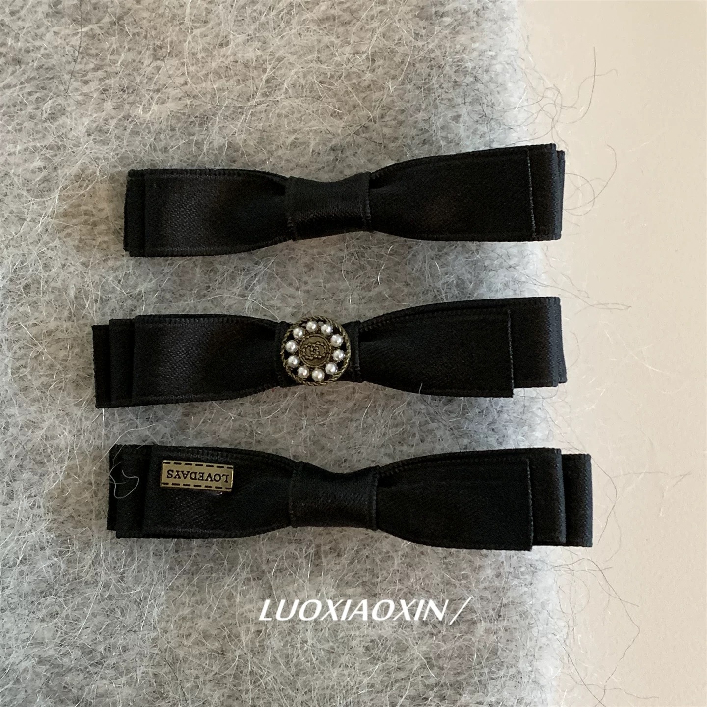 韩系黑色系列刘海过渡期夹子头饰发夹蝴蝶结高级感前额边夹头饰女