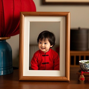 实木感相框摆台全家福挂墙洗照片做成相框冲洗定制diy678寸相框