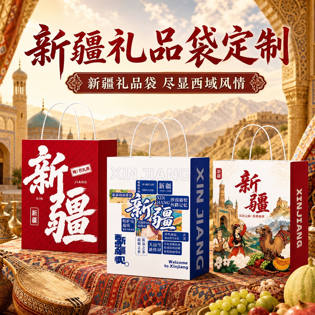 新疆礼品袋定制手提袋阿勒泰葡萄干文创礼物特产伴手礼包装纸袋cx