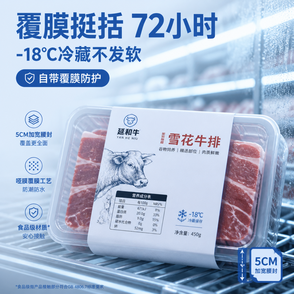 定制腰封包装覆膜白卡纸生鲜冷鲜肉水果礼盒盒装食品标签打包封条烘焙