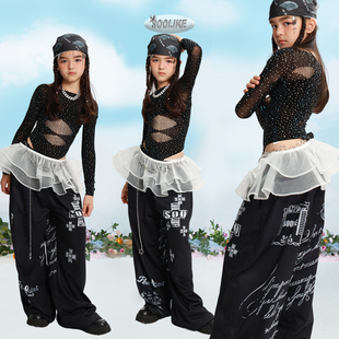 辣妹裝 SOOLIKE兒童演出服爵士舞服少兒舞蹈服網(wǎng)紗酷辣連體衣新款