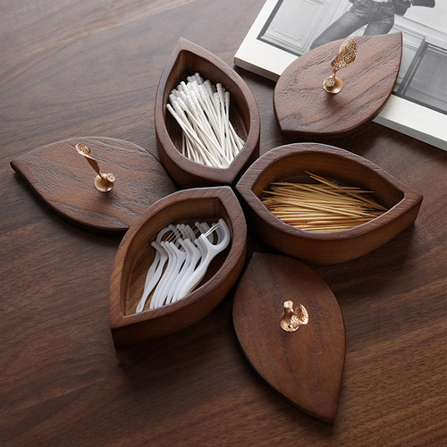 随园实木牙线盒收纳高档棉棒盒牙签盒家用个性创意新款轻奢牙签筒