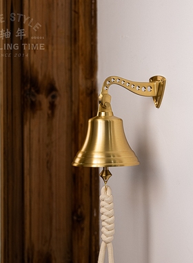 轴年Rolling time 黄铜铃铛 复古门铃咖啡店墙面壁挂打铃门头装饰