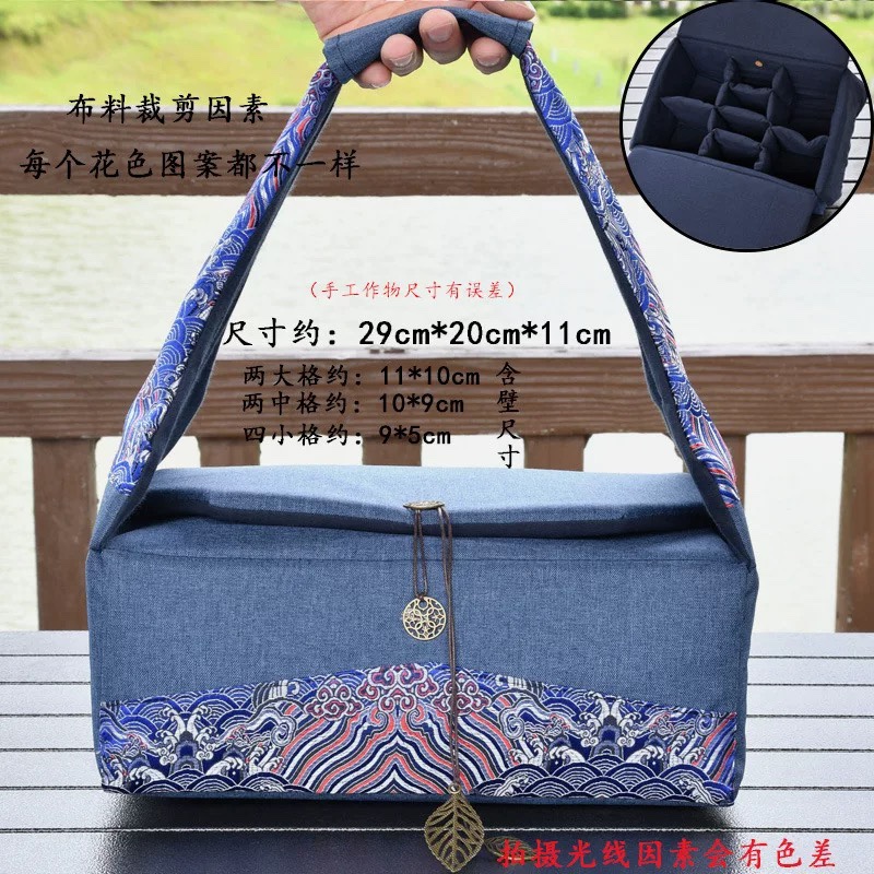 thumbnail for Travel Tea Set Cosmetics Bag Portable Suit Set thickened Two Pots Six Cups Storage Cloth Bag Tea Set Storage Box Chinese Style