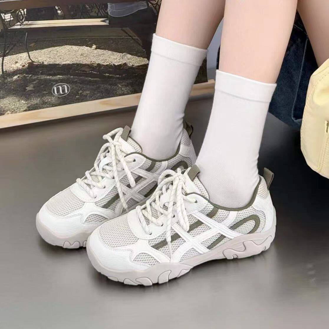 品牌女鞋正品新款真皮时尚舒适百搭透气平底休闲运动鞋老爹鞋单鞋