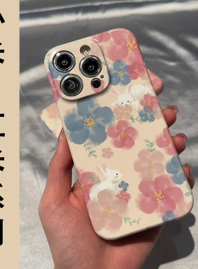 ins风油画花朵兔子适用小米11Ultra手机壳小米11pro菲林新款女时尚小米13防摔保护套红米Note个性创意全包