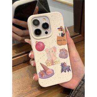 原创搞怪卡通大象软胶可降解手机壳适用于iPhone11/12/13/14promax直角边可回收橡胶情侣防摔保护套软壳