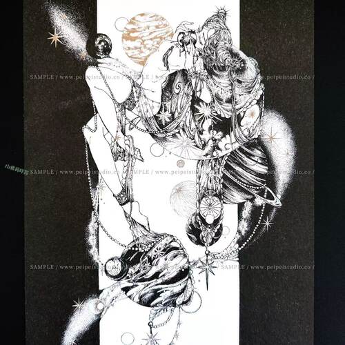 台湾peipei Riso孔版印刷 星辰系列画作 星球