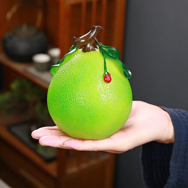 轻奢创意柚子招财变色茶宠摆件图片