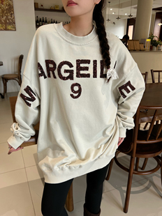 JL SUNFLOWER秋冬季大码黑色刺绣亮片高级感胖mm宽松休闲卫衣女装