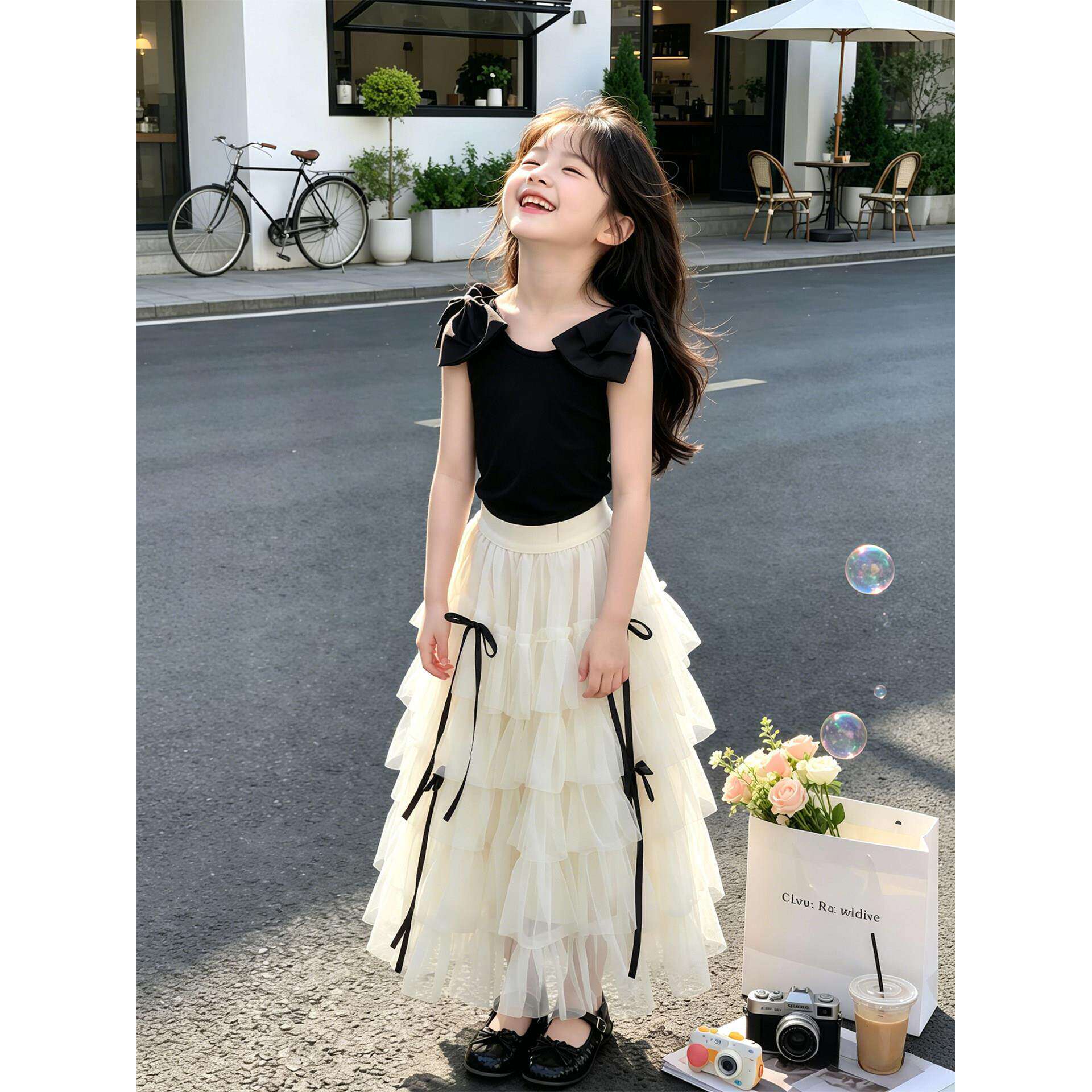 女童夏套装2026新款儿童夏季洋气绝美裙子两件套女孩时髦短袖T恤