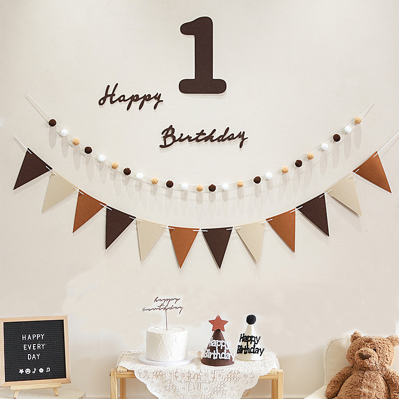 ins森系生日装饰场景布置宝宝儿童2一周岁男女孩简单装扮拍照背景