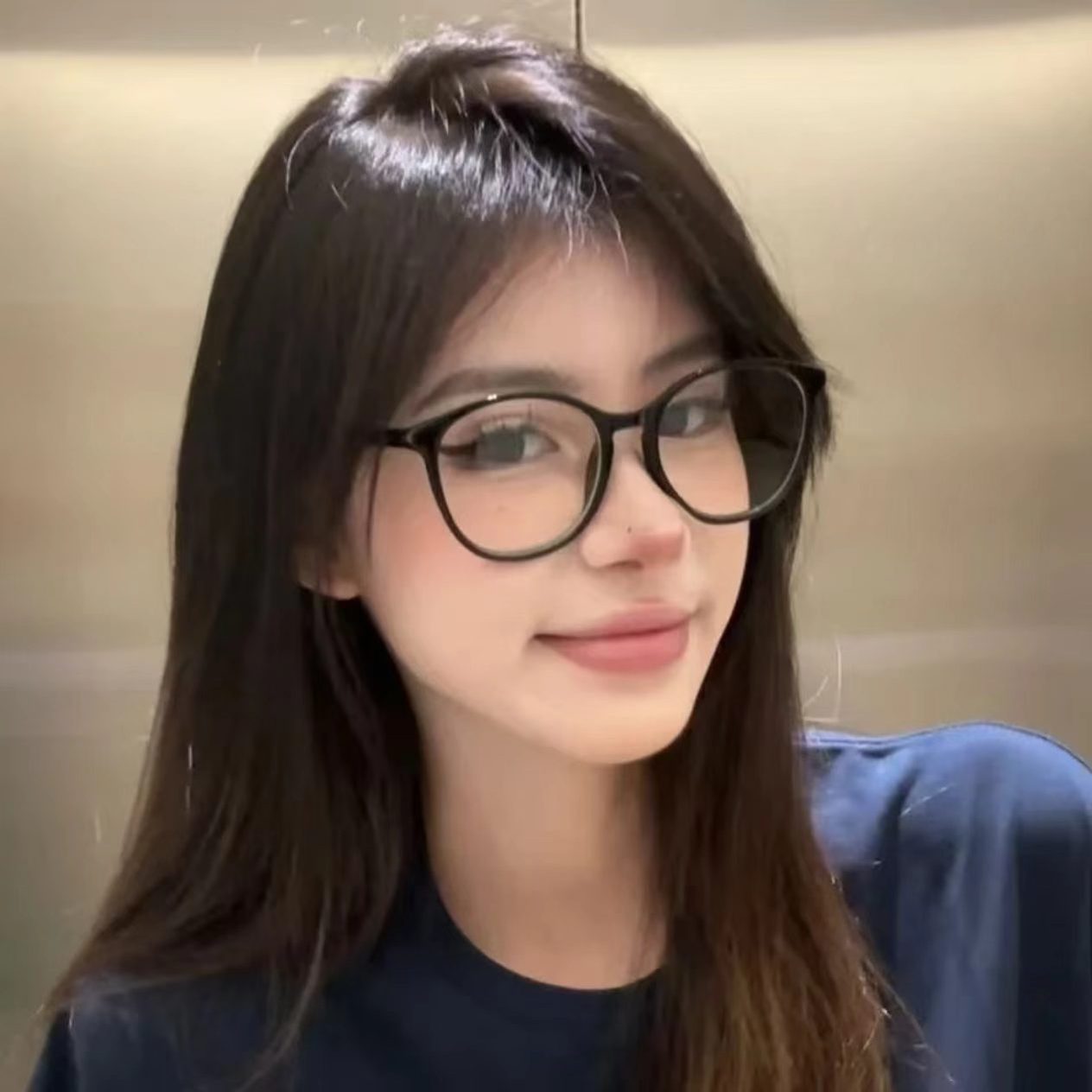 韩系亮黑方圆框显脸小近视眼镜