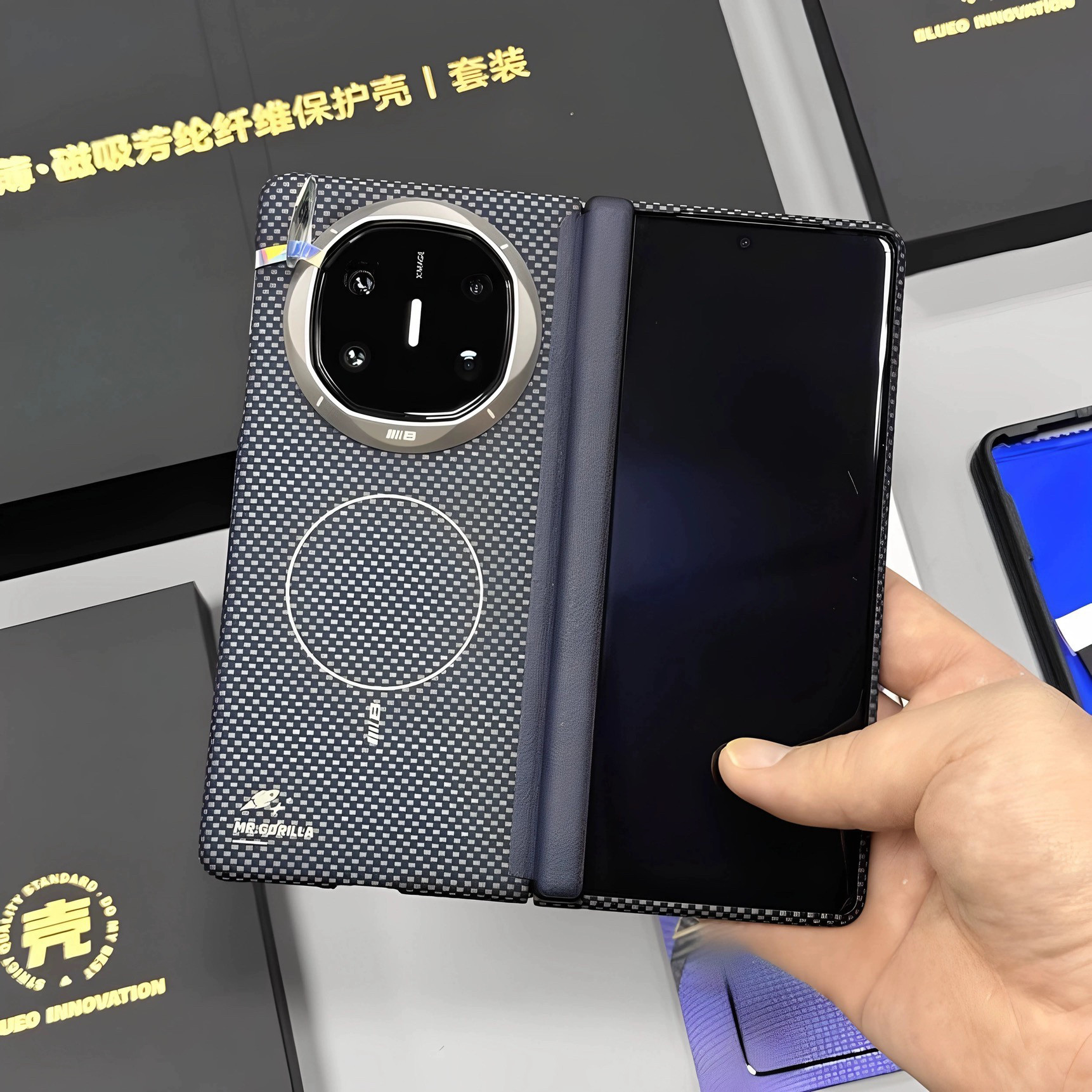 蓝猩适用华为mateX6磁吸手机壳钢化膜mateX5典藏版X3组合套装Mate中轴保护套全胶缩窄膜铰链转轴+凯芙拉前框