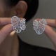 微镶锆石镂空蝴蝶可拆两戴耳环小众设计感耳钉女简约百搭轻奢耳饰