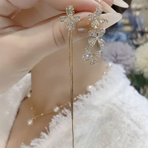 超仙满钻不对称花朵耳环