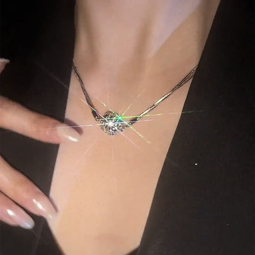 超闪镶钻磁吸吊坠多层项链女
