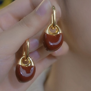 复古安可拉红色爱心耳环女2026新款爆款高级感耳钉气质夸张耳饰