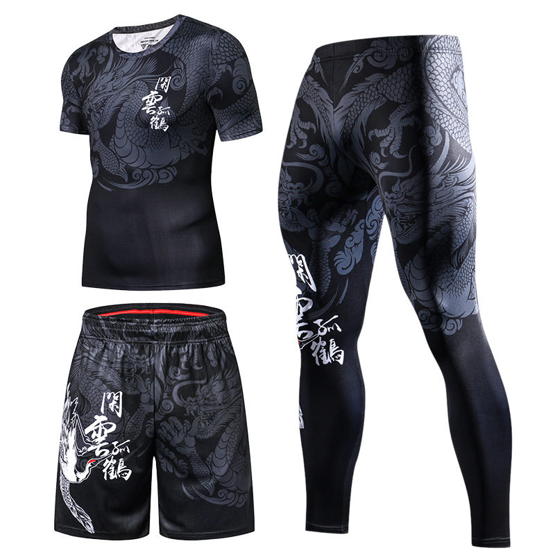 紧身长袖短袖T恤速干长裤运动衣服户外健身男士休闲冲浪泳衣套装6