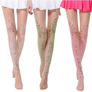 cosplay美人鱼比基尼鱼鳞袜亮光珠光丝袜 烫银印花秋冬袜子女 薄款