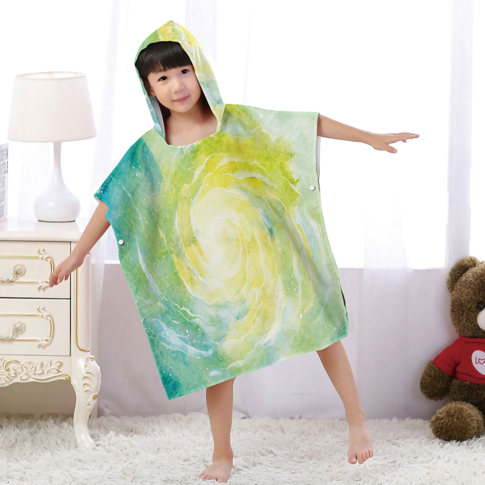 户外运动扎染连帽毛巾外套