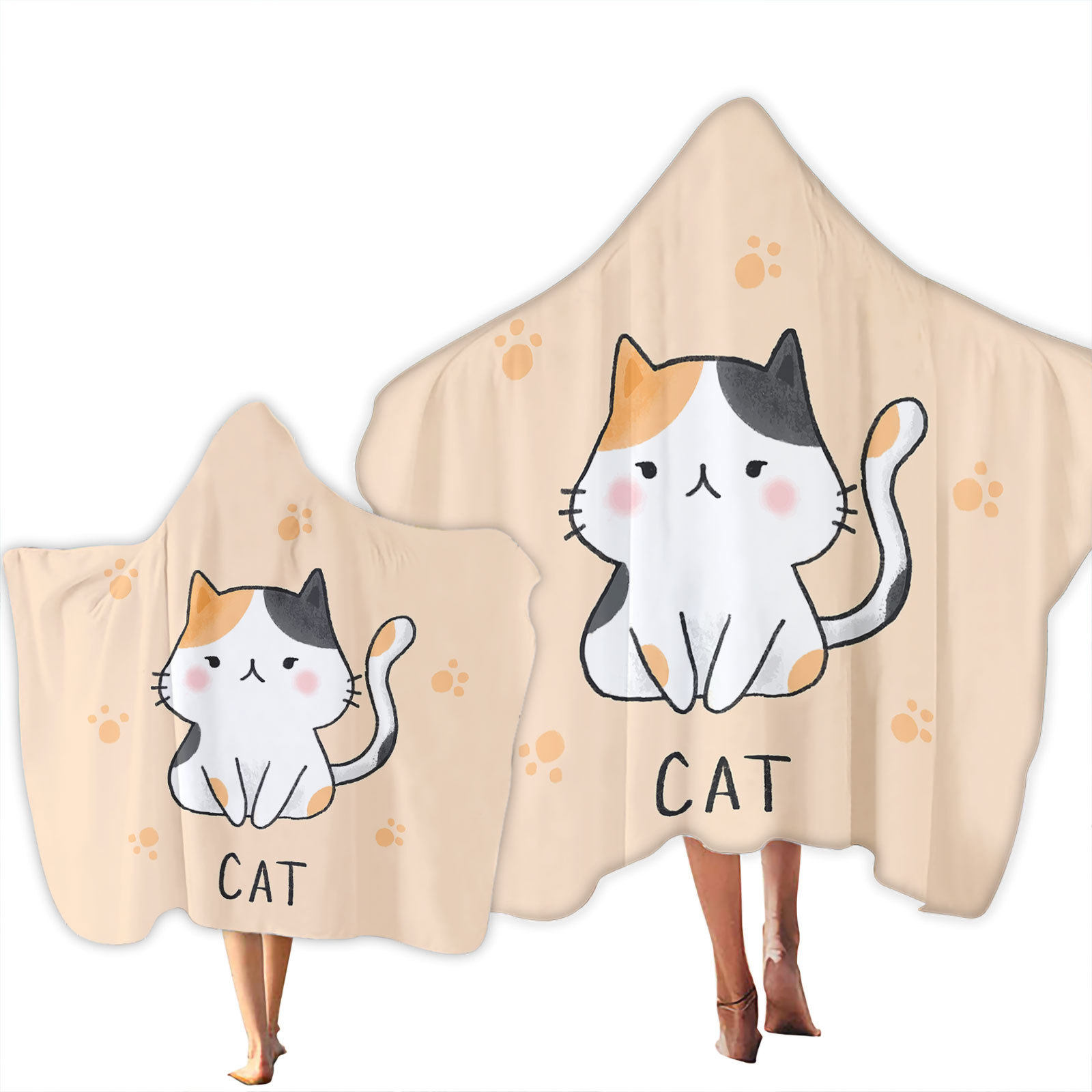 动物印花带帽浴袍斗篷亲子款兜帽穿戴浴巾户外游泳沙滩温泉毛巾17