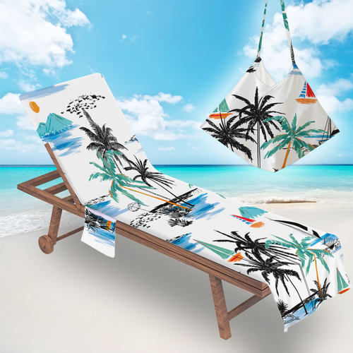 个性椰树系列风沙滩椅套 几何印花躺椅罩毛巾包 海边沙滩巾椅套10