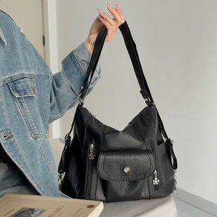 小众设计感甜酷辣妹机车包多种背法大容量斜挎包包时尚百搭双肩包