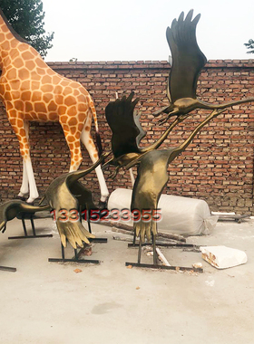 玻璃钢抽象动物仙鹤草坪园林景观