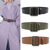 饰连衣裙大衣外套皮带牛仔裤 时尚 女士真皮宽腰带女黑色宽腰封装 带