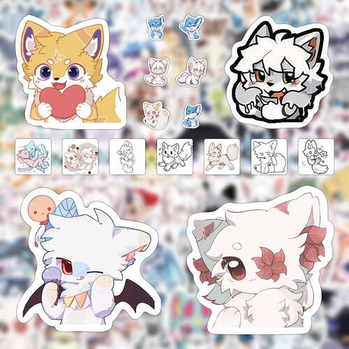 furry兽设大礼包贴纸三款组合装可爱卡通装饰周边手账手机diy贴画