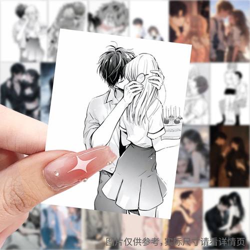 纯爱动漫手账贴纸ins二次元漫画风情侣贴画手机diy装饰