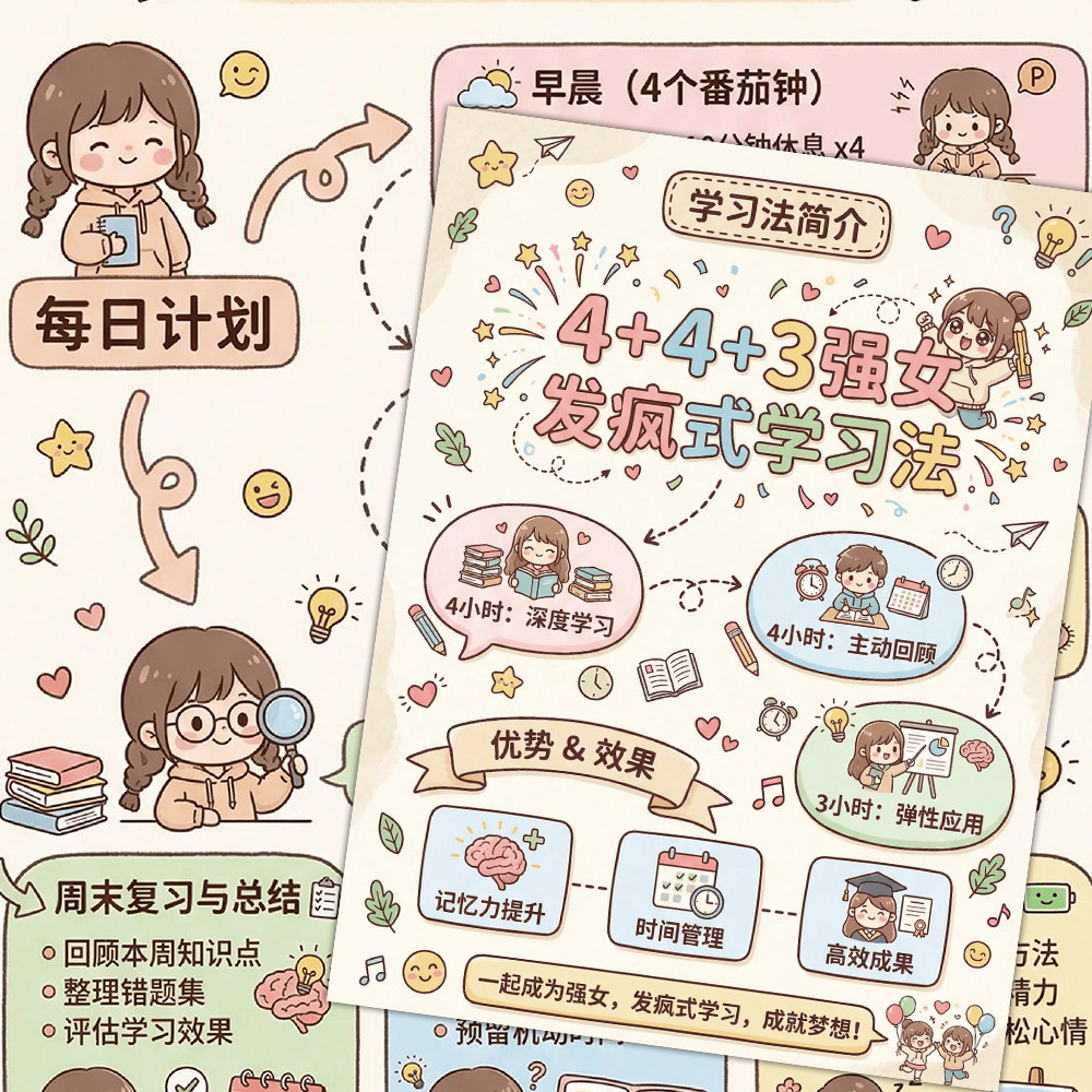 强女自律时间学习管理贴纸男人三十条自律生活励志防水不干胶贴画