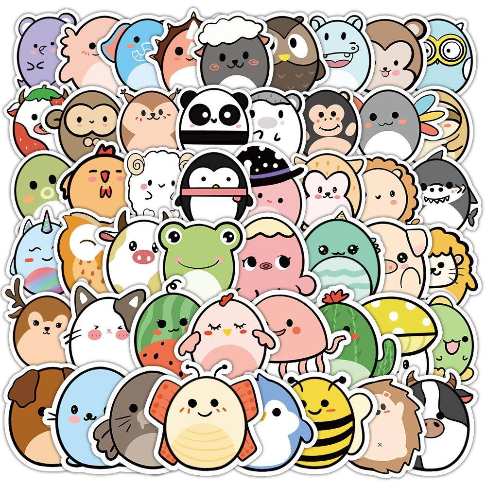 50张不倒翁圆圆小动物儿童可爱贴纸水杯头盔手机diy装饰防水贴画