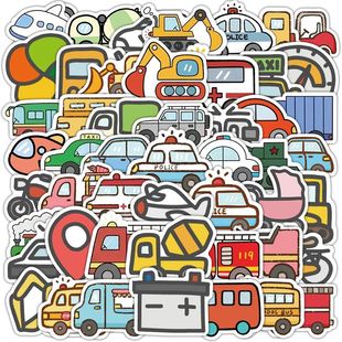 180张卡通涂鸦交通工具贴纸创意趣味笔记本贴画手机手账装 饰贴纸