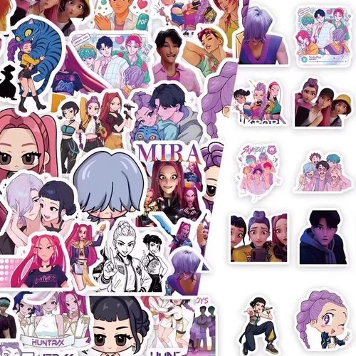 150张k-pop猎魔女团贴纸韩国动画鲁米米拉佐依卡通Q版自粘标签贴