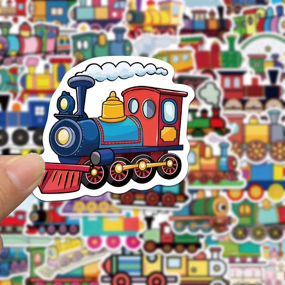 168张小火车贴纸卡通可爱手账手机壳笔记本水杯桌面装饰防水贴画