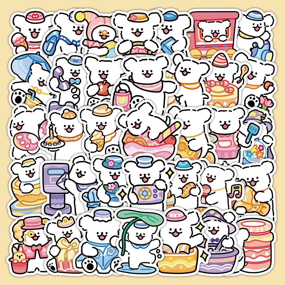 可爱线条小狗贴纸卡通装饰遮丑手机壳手账儿童奖励表情包防水贴画