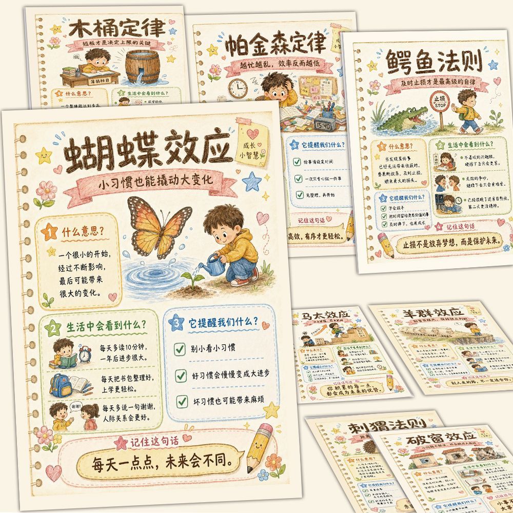 世界十大著名定律贴纸世界真相生存法则智慧心理学效应干货贴纸画