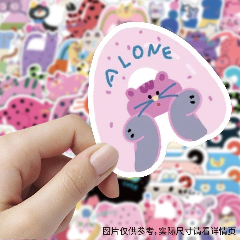 240张缤纷小猫彩绘贴纸ins卡通手账素材卡通可爱装饰简约标签贴画